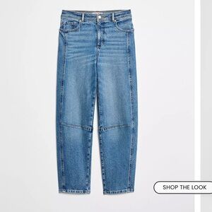 Mid Wash High Rise Barrel Jeans